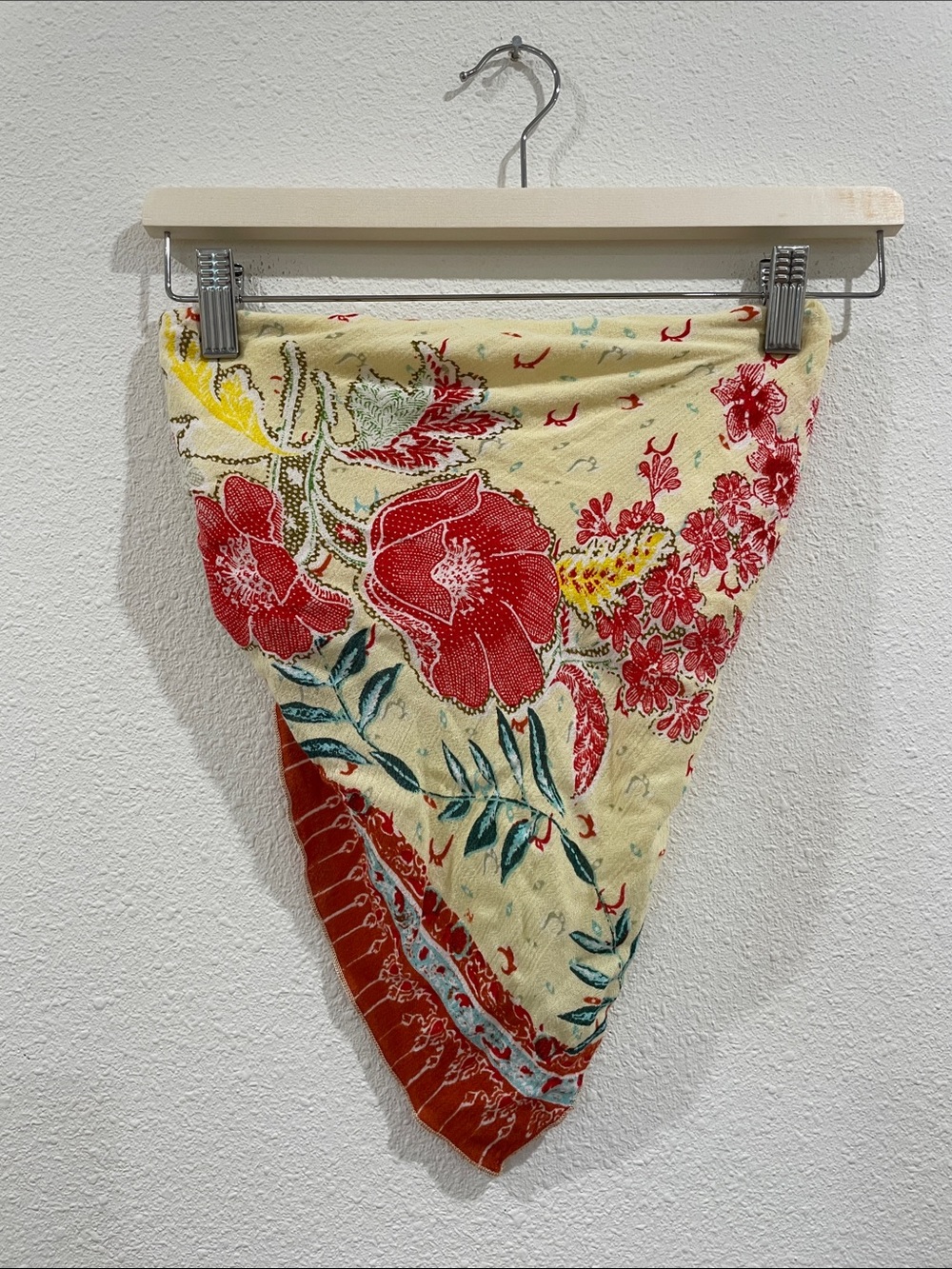 Free People Floral Bandana Scarf Yellow Red Festival European Summer Boho Travel - Picture 1 of 7